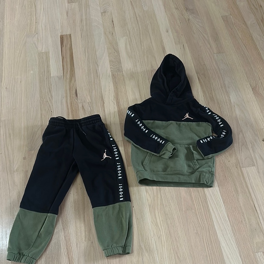 Kids Black and Green Tracksuit Set